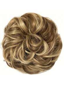 凌乱发髻假发，凌乱假发发片，弹力头带，卷发发髻凌乱发束 5 英寸波浪卷曲合成纤维适合日常佩戴 - 彩色 - 查看 12