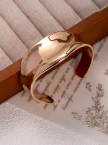 1 件简约优雅金色亮面手镯，适合女性日常、派对、约会装扮 - 金色 - 查看 4