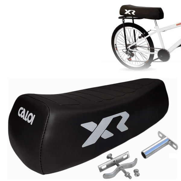 Banco Caloi Xr Preto Mobilete Para Bicicleta Bike Aro 24 26 Resistente Reforçado Com Presilhas