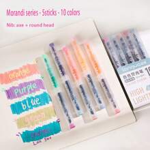 5 stuks/set dubbelzijdige markeerstiften, 10 kleurenset, zachte fluorescerende markers voor kleuren, onderstrepen, decoratieve markeringen, ontwerp met dubbele punt voor doe-het-zelf-notities, schilderen, paasdecoraties, kunstbenodigdheden