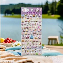 4pcs Set Cute Cartoon Foam Stickers, Ice Cream Sticker, Waffle Cone Sticker, Bird Sticker, Bubble Water Sticker, Fun Creative Stickers, DIY Handcraft Stickers, Valentine's Day Gift, Applicable For Phone Cases, Notebooks