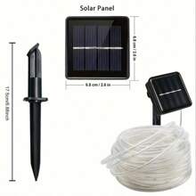 1 pieza Luces de cadena LED alimentadas por energía solar, 50/100/200 LED, luces de cuerda para exteriores, blanco cálido/blanco colorido, 8 modos de iluminación, decoración festiva DIY para Navidad/Halloween, jardín, cama elástica, árbol de Navidad, carpa de camping, voltaje máximo de 36V, sin batería, batería solar de níquel, no extraíble - Blanco cálido - Ver 6