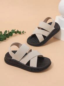 Infant Flat Elastic Strap Sandals, Baby Anti-Slip Beach Slippers - Beige - View 3