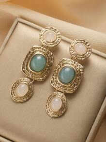 1 Pair European Style Geometric Long Earrings, Exaggerated Design With Chic And High-End Vibe - Multicolor - View 2