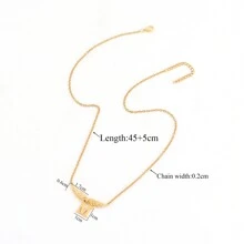 1件新款简约时尚金色字母天使翅膀吊坠项链，不锈钢链，女士款 - 金黃色 - 查看 2