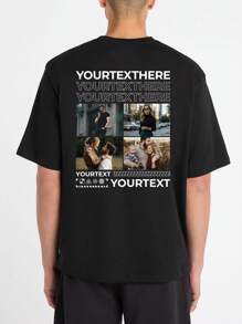 Customized Men's Black T-Shirt, Comfortable And Breathable, Personalized With Text/Image, Exclusive Gift Suitable For School/Competition, Sports/Climbing And Other Occasions - Black - View 2