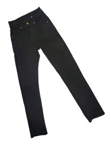 Plain Denim Pants - Black - View 5