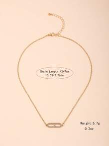 1pc Fashionable Minimalist Geometric Hollow Out Rhinestoned Pendant Necklace, Elegant & Versatile Design For Women's Daily Wear