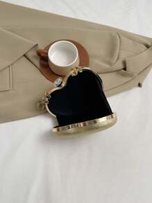 时尚闪亮水钻手提包，独特设计手拿包，女士派对晚宴包，优雅心形小钱包，适合情人节 - 彩色 - 查看 10