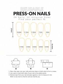 24片杏仁形指甲，创意有趣彩色彩虹星球星空假指甲美甲，按压指甲。美甲用品