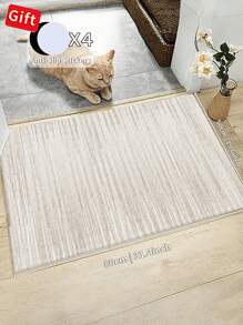 1pc Tapete cinza claro, estilo minimalista moderno, tapete de canal, tapete de corredor, tapete de quarto, tapete de sala de estar, tapete de cozinha, tapete de veludo cristal, 850g/m²0,8cm de espessura antiderrapante lavável e lavável à máquina, decorando a casa em todas as estações, vem com adesivos antiderrapantes grátis