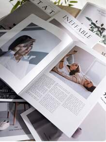 Minimalist English Magazine Shooting Backdrop, Live Streaming Photo Props, Street Style, Sample House, Homestay Decor Item, Decorate Coffee Table, Bookshelf, Display - Fashion Magazine, Books, Home Decor, Plant Pattern Design For Household Use