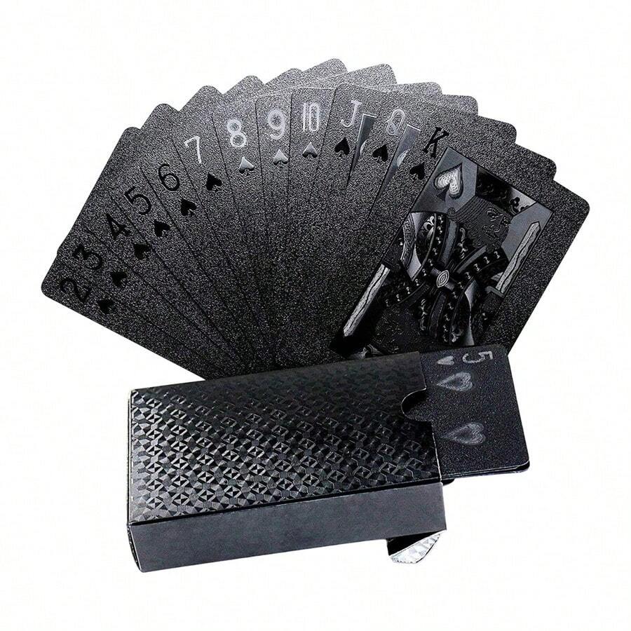 Cartas de póker Profesional, MXPCA-001, Baraja 1, Cartas 54, Plástico, Negro Brillante - Negro - Ver 1