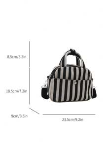 New Striped Luxury High-End Versatile Women Handbag - Black - View 2