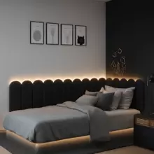 Kit Of 15 Cloud Headboards Upholstered Box Bed Modular Board 45x20 In L - Black - View 1