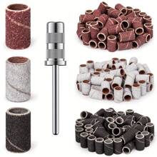 75Pcs Nail Sanding Bands With 3/32" Mandrel Bit, 80#120#180 Nail Sanders For Nail Drill Bit Acrylic Nails, Manicures, Pedicures Tools