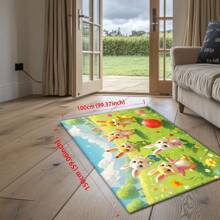Lightweight Crystal Velvet Carpets/Mats In Cute Designs: Floral Basket With Bunny, Amusement Park Girl, 6 Bunnies On Grass. Available In Various Size Versions, With High-End Texture Exuding Warmth And Vitality. Can Be Customized By Cutting.