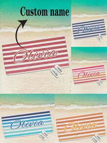 女孩个性化沙滩巾 - 超大尺寸沙滩巾 30 英寸 X 60 英寸定制速干无沙海滩度假必需品 - 波西米亚风浴巾，轻质可打包超细纤维毛巾，适合旅行、泳池和浴室