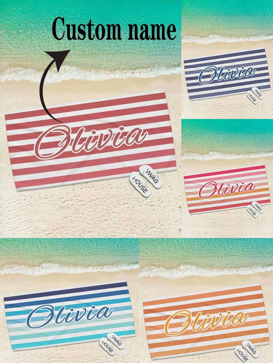 女孩个性化沙滩巾 - 超大尺寸沙滩巾 30 英寸 X 60 英寸定制速干无沙海滩度假必需品 - 波西米亚风浴巾，轻质可打包超细纤维毛巾，适合旅行、泳池和浴室