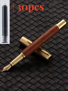 [Custom Order] Providing 1pc High-Quality Customized Product, Heavy Metal Feeling, Electroplated Brass Clip, Wooden Pen Barrel, Brass Cap, 0.5mm Nib Fountain Pen, With 1pc Gift Box Pocket Clip - Smooth Writing, Refillable Medium Nib, Comes With 2pcs Refill Cartridges, Elegant Gift Box, Personalized Business Gift - Unique, Thoughtful Fountain Pen Gift Set For Colleagues, Friends, Family, Holidays Such As Christmas, Father's Day, Thanksgiving, Valentine's Day, Mother's Day, Teacher's Day Back To School