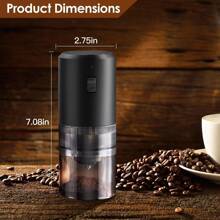 Electric Coffee Grinder USB Rechargeable Coffee Grinder Portable Home Grinder 5 Levels Coarseness - Black - View 8