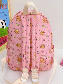 New Cute Cartoon Print Kid's Ergonomic Backpack, Adjustable Shoulder Straps, Suitable For Daily Use - Multicolor - View 4