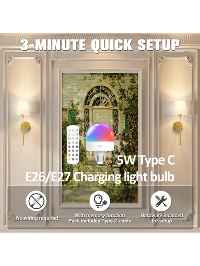 1P/ LED Nordic Wand Lamp Charge RGB Bulb /NO Removable Wireless Verlichting Bedroom Corridor Hallway Indoor Luminaire Bedside ative At The Entrance Of Ho Lights view 3