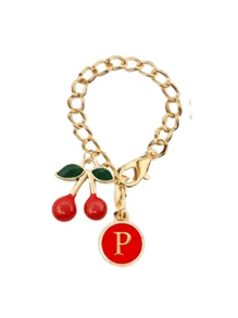 新款樱桃字母吊坠配饰，首字母A-Z，杯子名称铭牌草帽首字母手柄个性吊坠30&40盎司鼓形水杯手柄识别字母吊坠链，时尚樱桃吊坠，时尚包包吊坠，可自由搭配，情人节礼物送给朋友、亲戚、母亲 - 彩色 - 查看 18