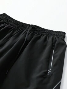 3pcs/Set Men's Sports Shorts, Summer Running Exercise Casual Beach Shorts With Striped Printing