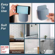 1 soporte para teléfono móvil sin perforaciones, soporte de pared, caja de almacenamiento para control remoto