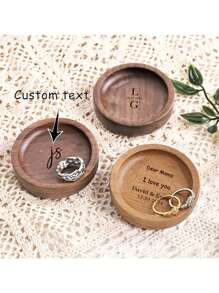 1pc Personalized Wooden Ring Plate, Custom Round Wooden Ring Plate - Custom Wedding Ring Holder, Ring Plate, Couple Gift, Bridesmaid Gift, Gift For Friends, Gift For Mom, Mother's Day Gift