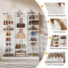 LITTLE TREE 13-Tier Shoe Rack, Freestanding Tall White Shoe Shelf, Modern White Shoe Organizer Shoe Storage Cabinet For Entryway Living Room - trắng - Xem 7