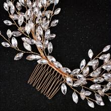 1PC Luxury Crystal Leaf Headband Handmade Party Hairpin For Women Bridal Wedding Hair Accessories Jewelry Hair Comb Headband Gifts - Multicolor - View 4