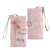 1pc Personalized Wallet, Customizable With Flowers And Name, Mother's Day Gift, Large PU Leather Wallet Coin Purse Card Holder, Customizable Birthday Flowers/Name, Valentine's Day, Mother's Day, Birthday, Anniversary - Multicolor - View 8