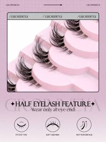 GROINNEYA 10 Pairs Short Soft 3D Mink Lashes, Transparent Band False Eyelashes, Cat Eye Style, Natural Makeup Look (10B-3) - Black - View 3