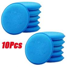 Esponja redonda de espuma para cera de coche, almohadillas aplicadoras de alta densidad, esponja de limpieza, herramienta de limpieza de detalles de coche, 10 Uds. - 10 unidades azules - Ver 12