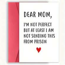 给妈妈的搞笑卡片，来自女儿，来自儿子，母亲节，情人节，圣诞节，周年纪念日，闺蜜节，生日，监狱 - 彩色 - 查看 1