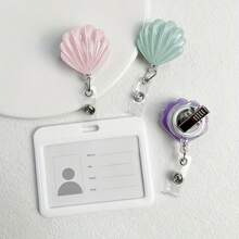 1 件/5 件卡通闪光贝壳身份证 - 工作证件卡绳卡，带伸缩易拉扣，学校用品，返校 - 彩色 - 查看 6