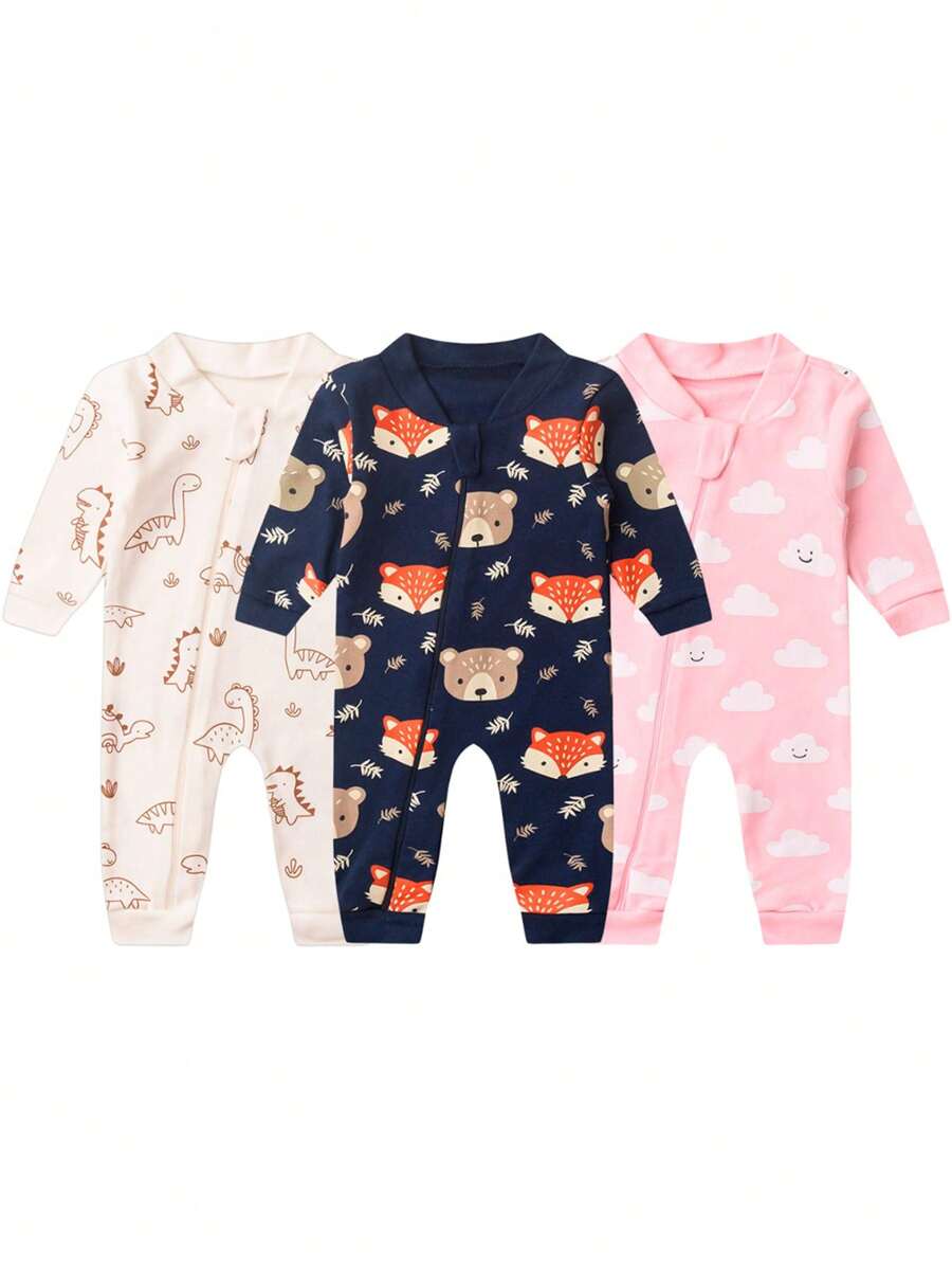 BEBE FOFUXO Baby Jumpsuit Without Feet With Zipper Suede Print (NB/S/M/L/1) - Navy Blue - View 1