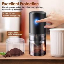 Electric Coffee Grinder USB Rechargeable Coffee Grinder Portable Home Grinder 5 Levels Coarseness - Black - View 3