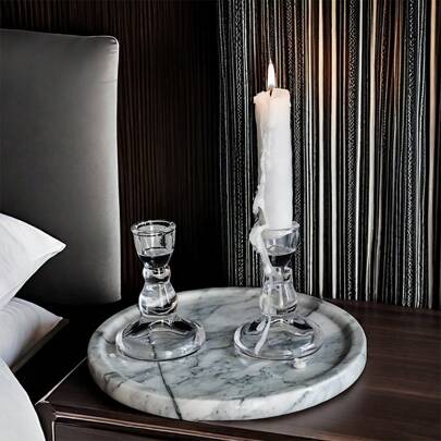 1pc Elegant Nordic Transparent Glass Candle Holder Romantic Candlelight Home Decoration Dinner Wedding Party Decoration Shooting Props Decoration