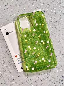 Funda de teléfono suave y con flores primaverales y lentejuelas para 16 16 15 14 13 12 Pro Max 11, funda protectora con flores adorables
