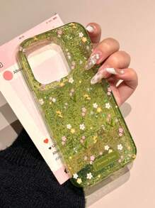 Funda de teléfono suave y con flores primaverales y lentejuelas para 16 16 15 14 13 12 Pro Max 11, funda protectora con flores adorables