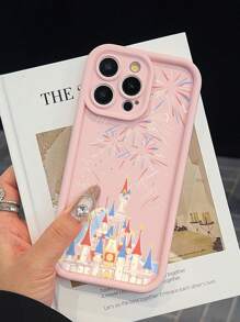 Fashionable & Refined Castle And Firework Pattern Shock-Proof Phone Case Compatible With Apple Smartphones