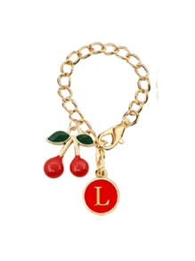 新款樱桃字母吊坠配饰，首字母A-Z，杯子名称铭牌草帽首字母手柄个性吊坠30&40盎司鼓形水杯手柄识别字母吊坠链，时尚樱桃吊坠，时尚包包吊坠，可自由搭配，情人节礼物送给朋友、亲戚、母亲 - 彩色 - 查看 19