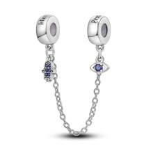 1 pieza Dije de color plateado exquisito con circonita, diseños de palmas, ojos, sol, luna, colibrí, mariposa, infinito, lazo y nudo, cierre de silicona seguro con cadena, adecuado para hacer pulseras, collares y dijes de joyería DIY para mujer y niña como accesorio diario