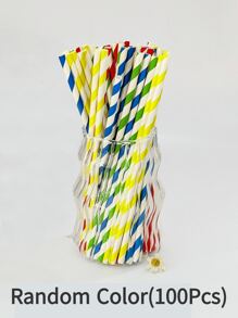 100 pezzi di cannucce di carta riutilizzabili dal design casuale e colorato, con motivo a righe multicolore, biodegradabili, adatte per smoothie, tè, succhi, latte, feste di compleanno, matrimoni ed eventi, cannucce da bere per varie occasioni. - Stile 1 - Visualizzare 11