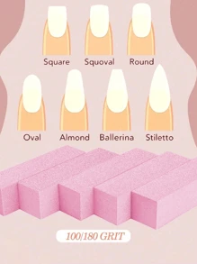 1 st/3 st/10 st/20 st nagelpoleringsblock, medium/fin kornstorlek 100/180, lämplig för akrylnaglar, gelnagellack, 3-i-1 professionellt pedikyr- och manikyrpoleringsset, nagelkonsttillbehör, nagelverktyg, skolstart, nagelvård, nagelverktyg (lämpliga för nagelklistermärken) - Rosa - Visa 6
