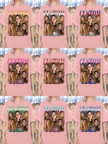 Customized Girlfriend, Customized Bootleg Rap T-Shirt, Customized Girlfriend Face Pattern, Customized Retro 90s Pattern, Women's Summer Clothing, Women's Summer Wear, Women's Holiday Outfits, Suitable For Back To School Season, Oktoberfest, Saudi National Day, Halloween, Valentine's Day Gifts, Gifts For Girlfriend/Wife, Valentine's Day Gifts
