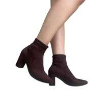PRELICE Bota Feminina Cano Baixo Salto Alto Confotável Bico Fino Inverno bota feminina cano médio Confortável sapatos feminina elegante - Marrom - Visão 1